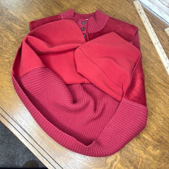 J. Jill XL Button Vest Red Ribbed Cotton Back Polyester Front​​​ - Picture 7 of 10